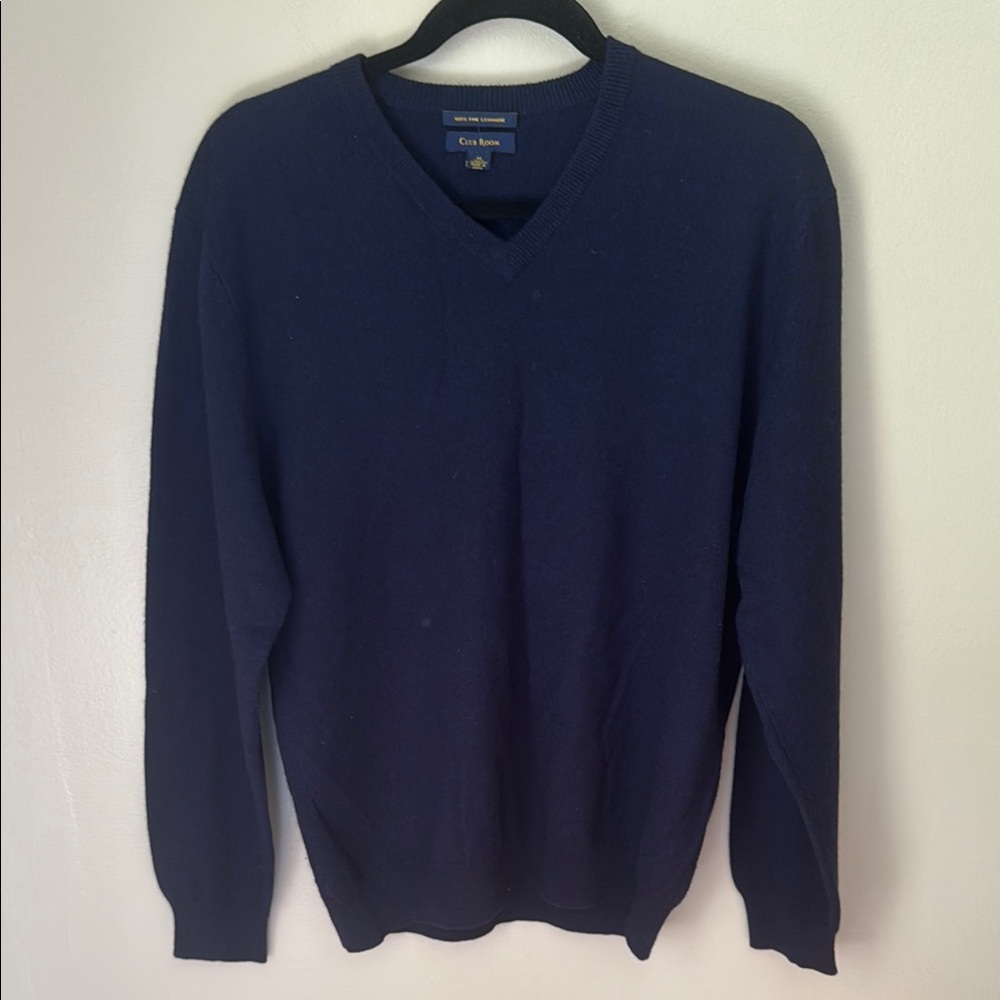 Club Room Men's Navy Cashmere V-Neck Sweater